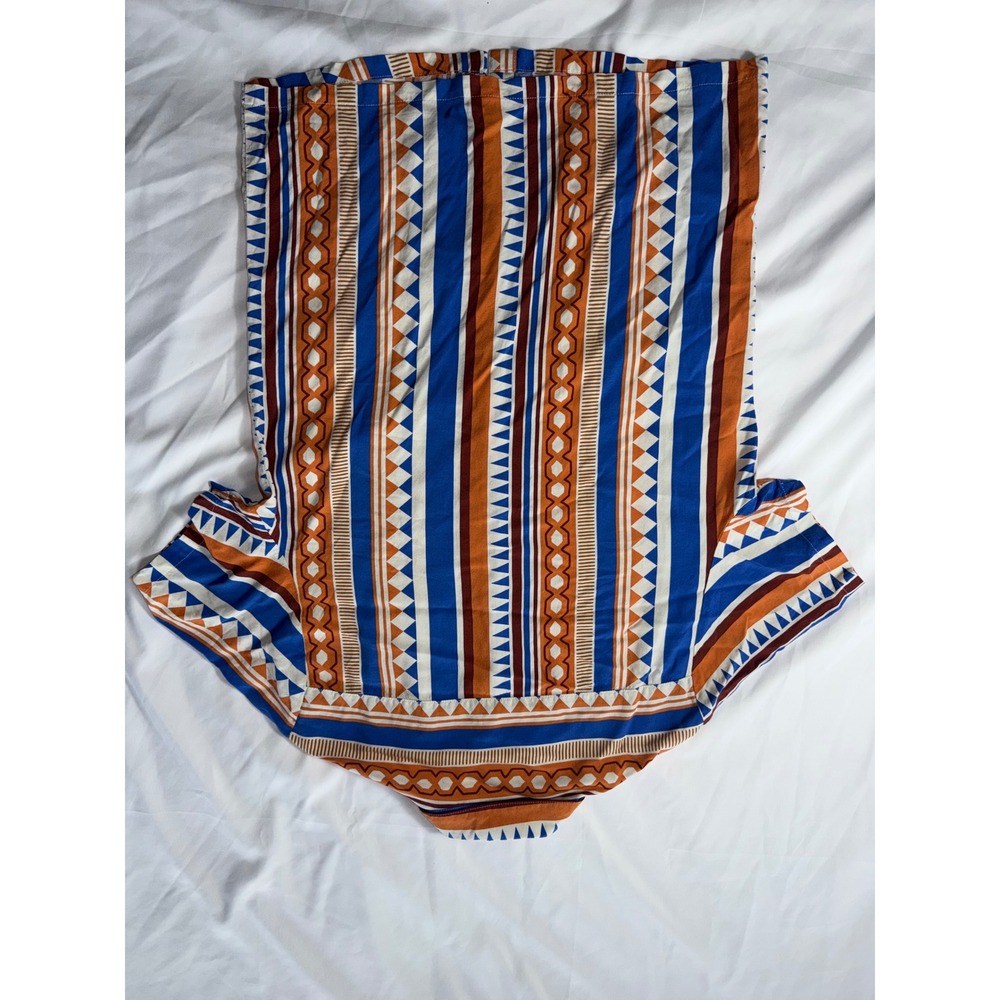 ASOS Design Mens Short Sleeve Button Down Geometric Tribal Print Shirt Blue M - Picture 5 of 5